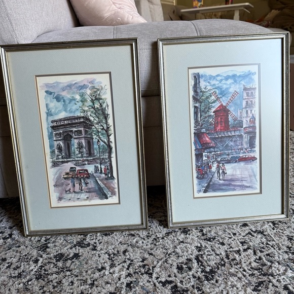 Peter Arno Mid Century Watercolor prints Paris Framed Art - Picture 1 of 11